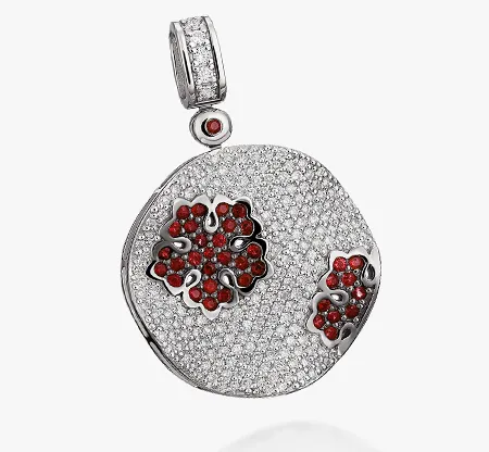 Jewelry Emporium Round Custom Pendants with rubies and diamonds